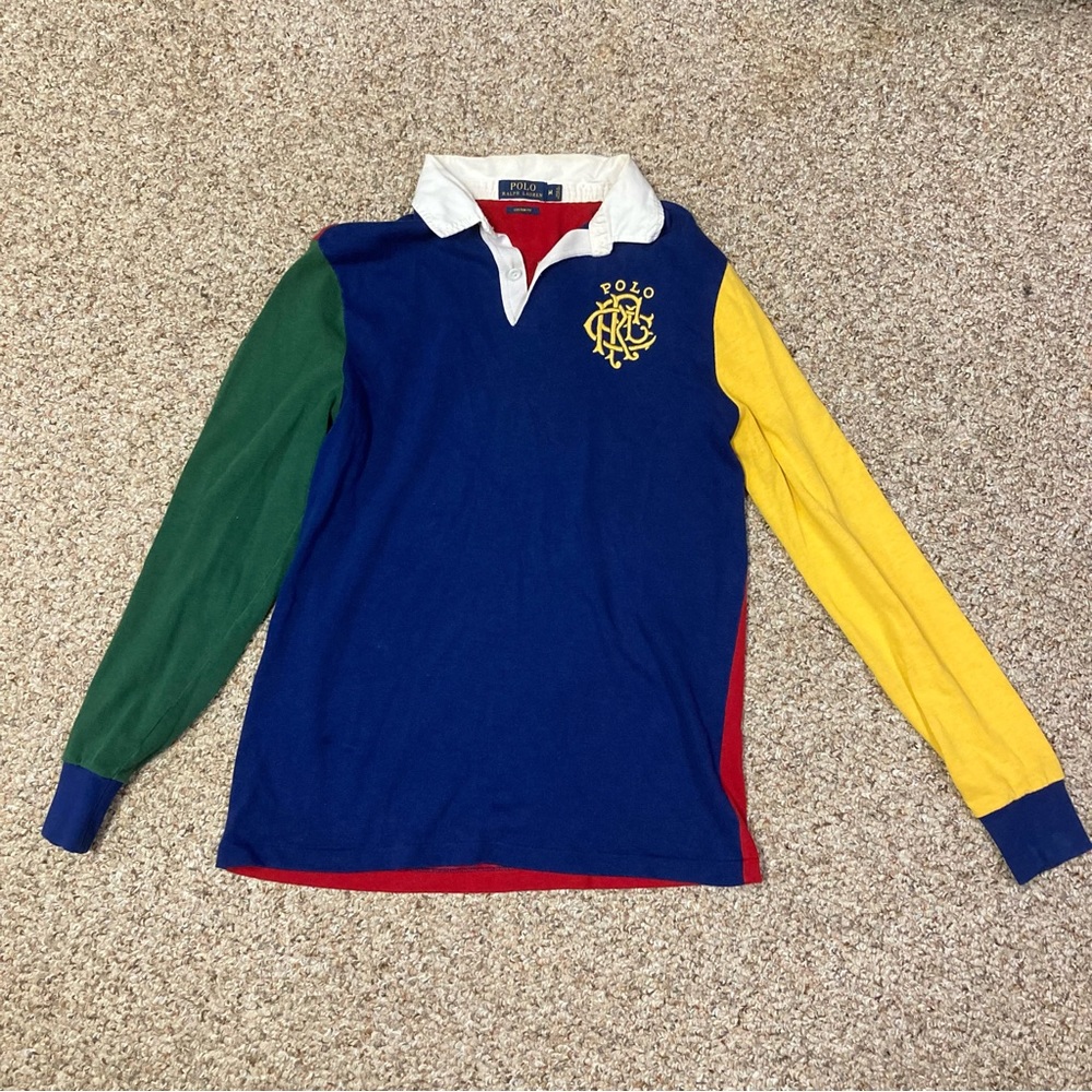 polo ralph lauren color block shirt size medium vintage 90s style cross colors
